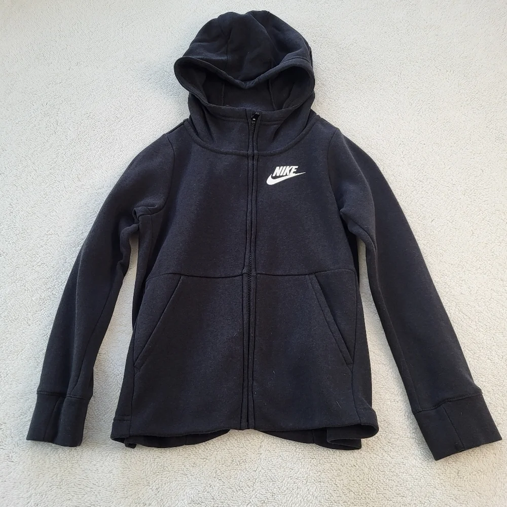 Nike Zip Up Black Hoodie Youth Size Small with Front Pockets